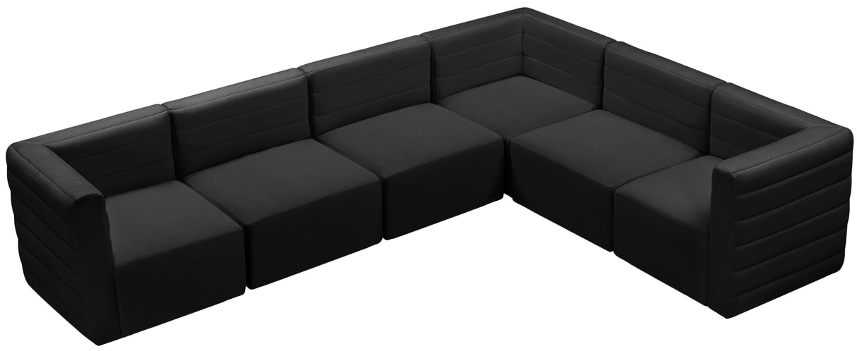 Quincy Black Velvet Modular Sectional - galleria furniture outlet