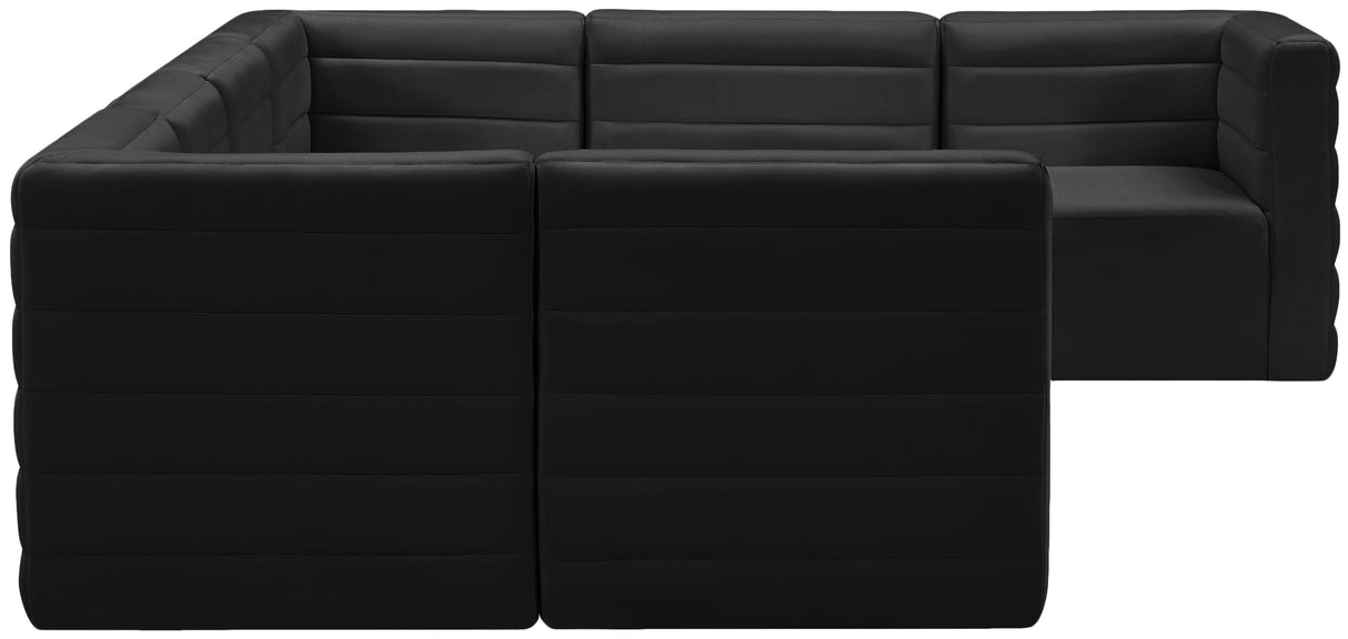 Quincy Black Velvet Modular Sectional - galleria furniture outlet