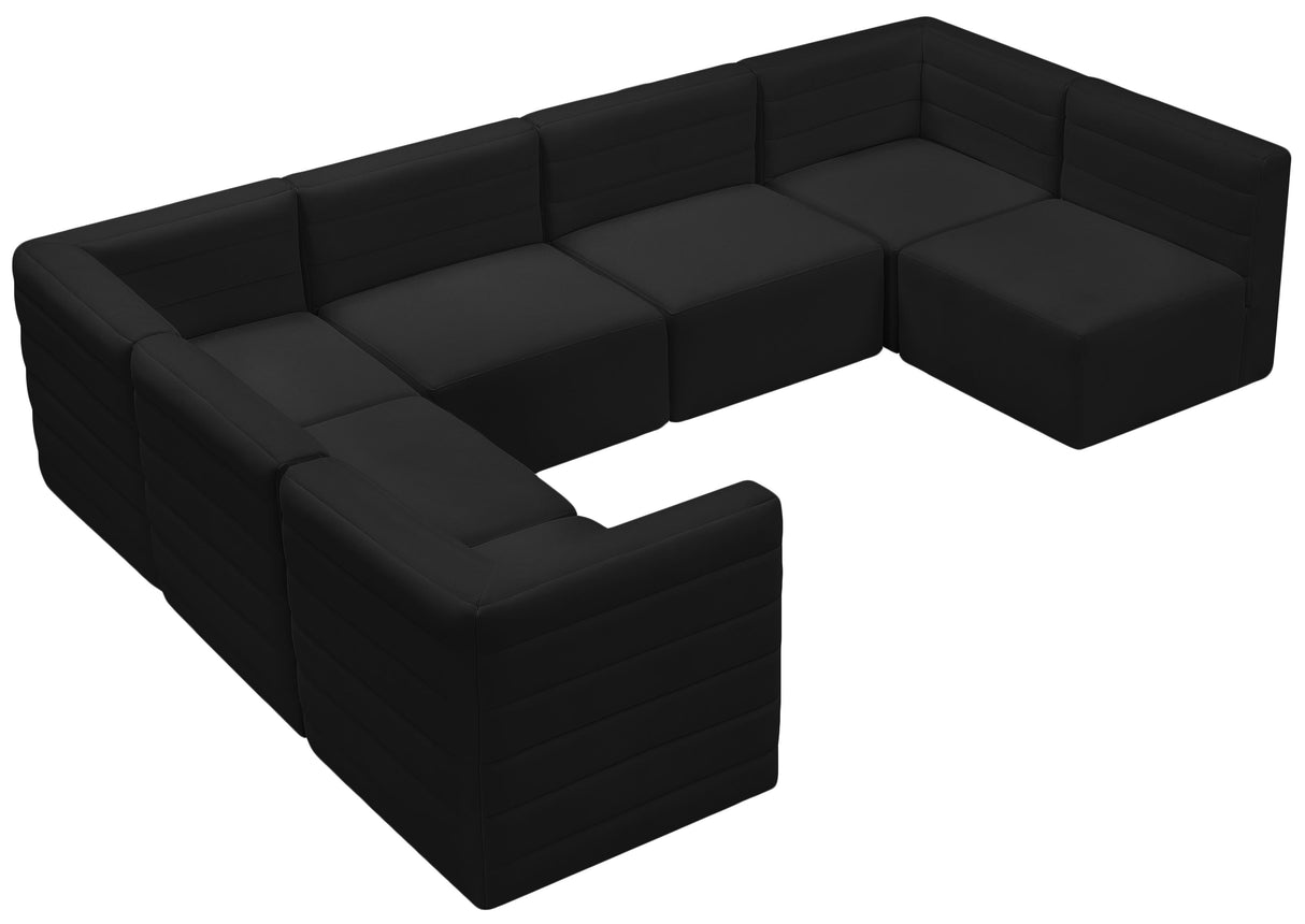 Quincy Black Velvet Modular Sectional - galleria furniture outlet