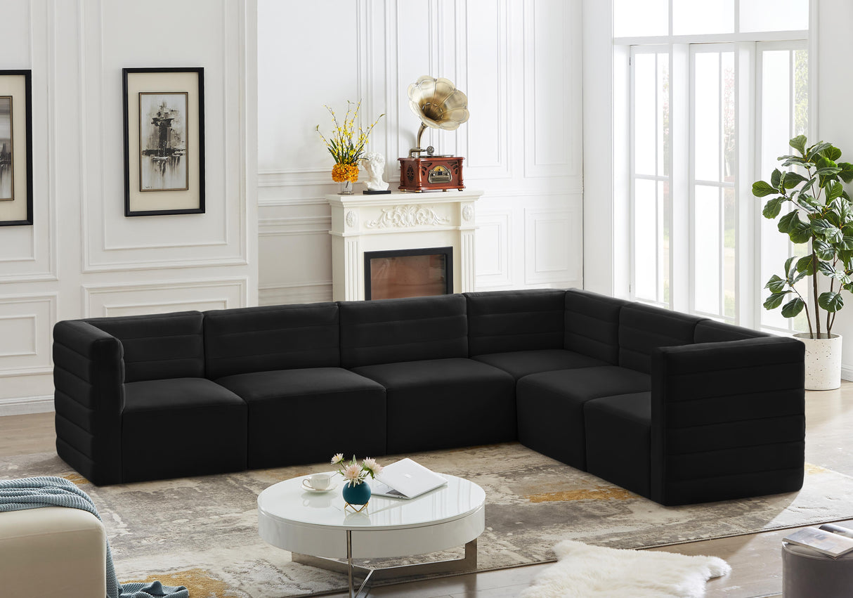 Quincy Black Velvet Modular Sectional - galleria furniture outlet