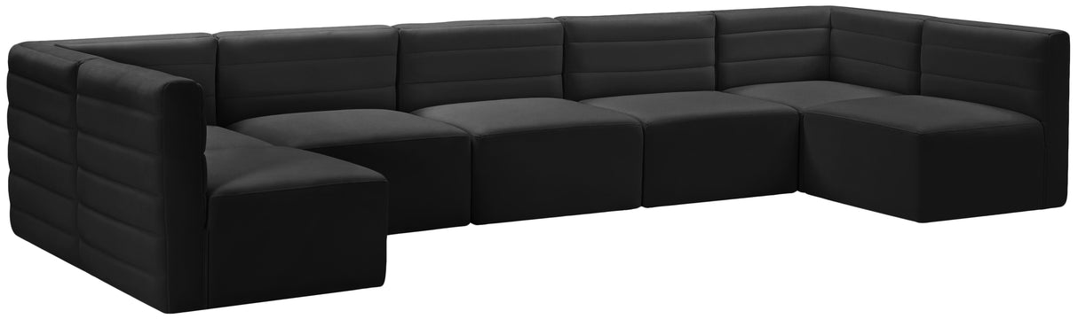 Quincy Black Velvet Modular Sectional - galleria furniture outlet