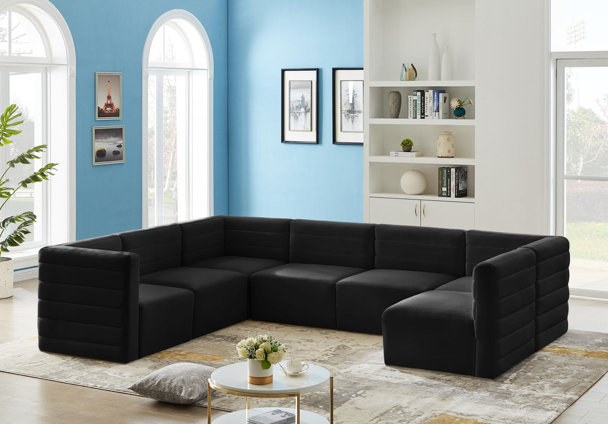 Quincy Black Velvet Modular Sectional - galleria furniture outlet
