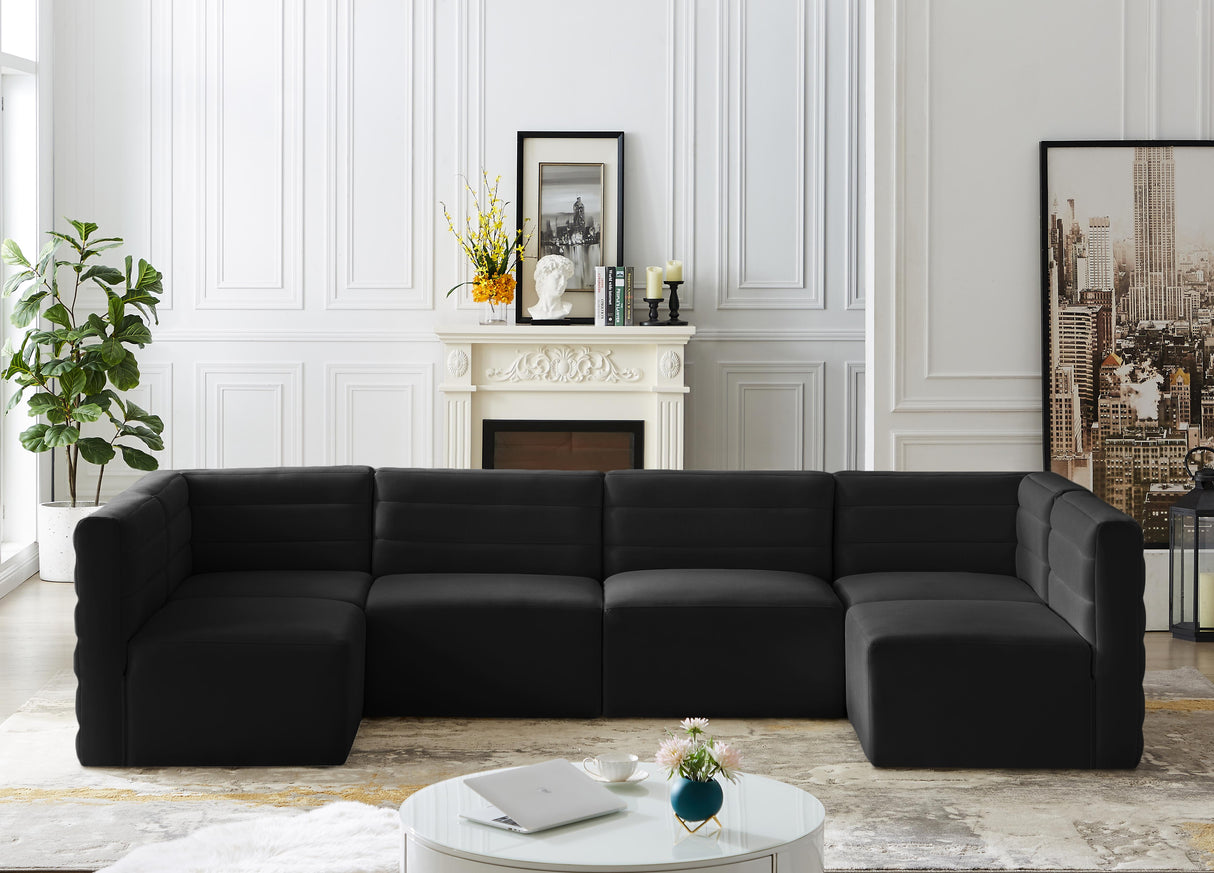 Quincy Black Velvet Modular Sectional - galleria furniture outlet