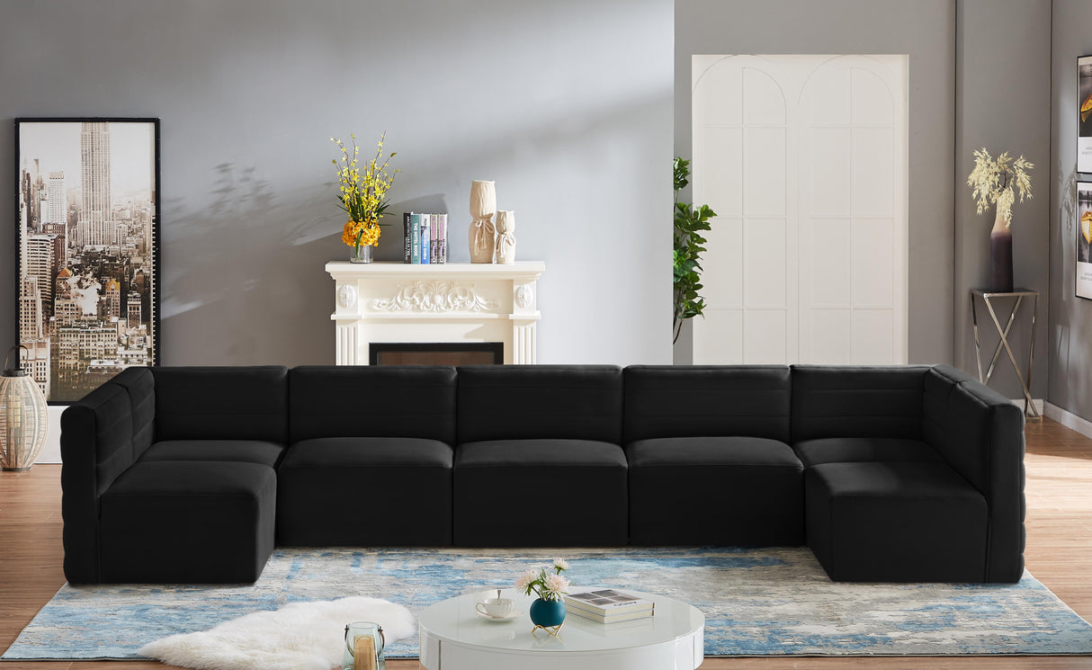 Quincy Black Velvet Modular Sectional - galleria furniture outlet