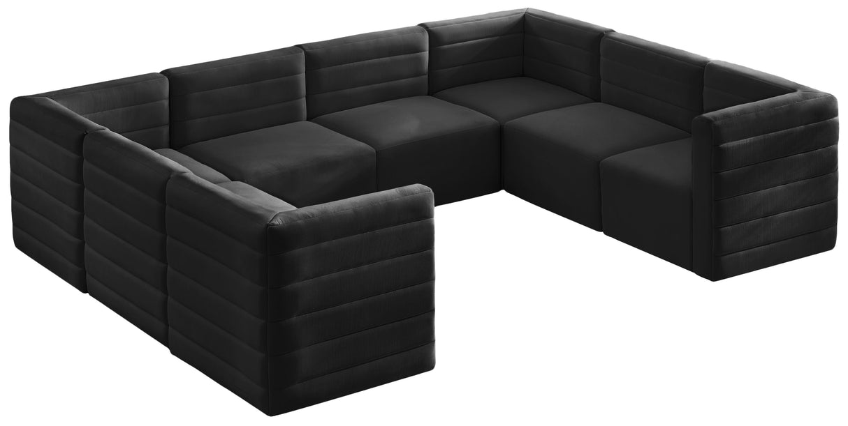 Quincy Black Velvet Modular Sectional - galleria furniture outlet