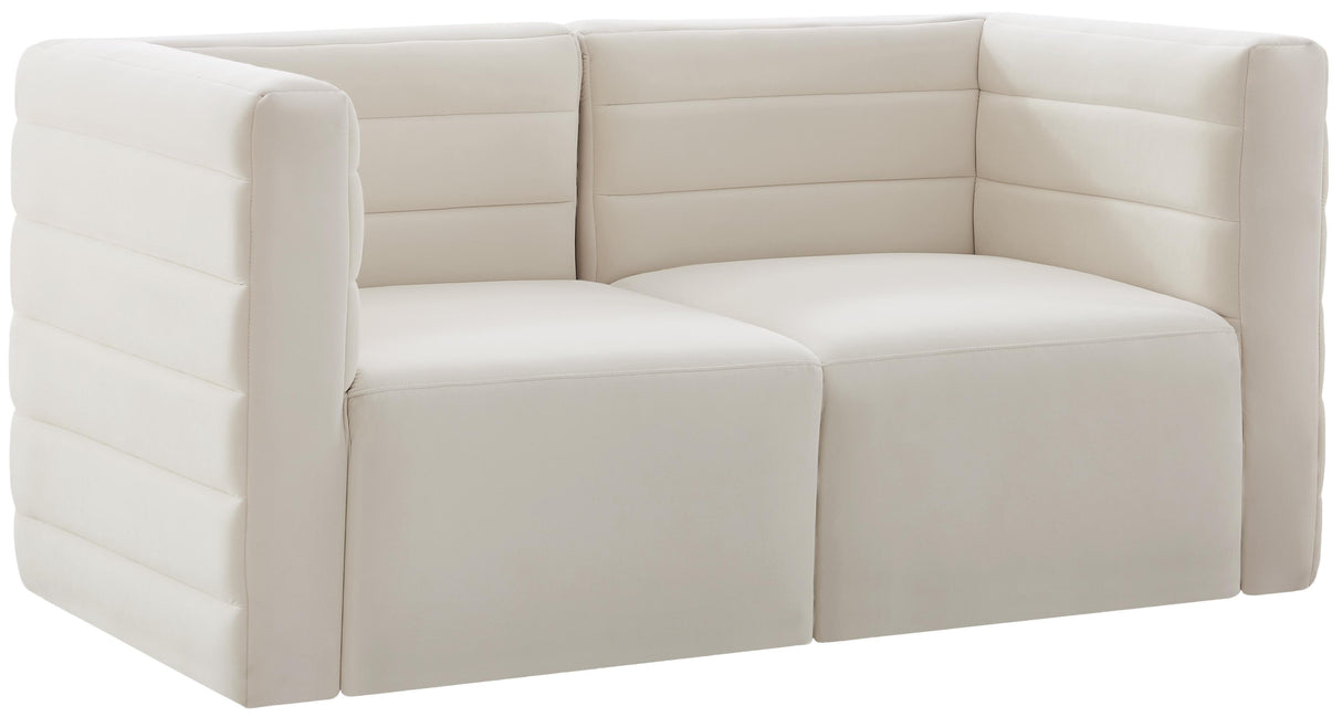 Quincy Cream Velvet Modular Sofa - galleria furniture outlet