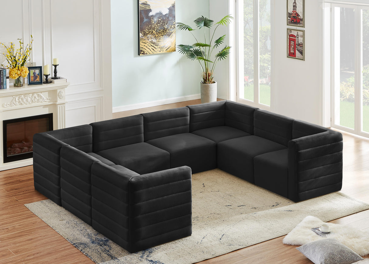 Quincy Black Velvet Modular Sectional - galleria furniture outlet