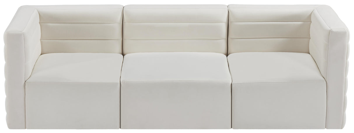 Quincy Cream Velvet Modular Sofa - galleria furniture outlet