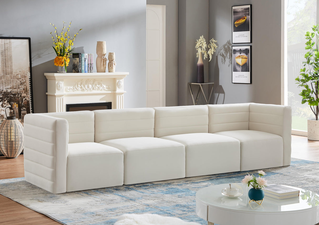 Quincy Cream Velvet Modular Sofa - galleria furniture outlet