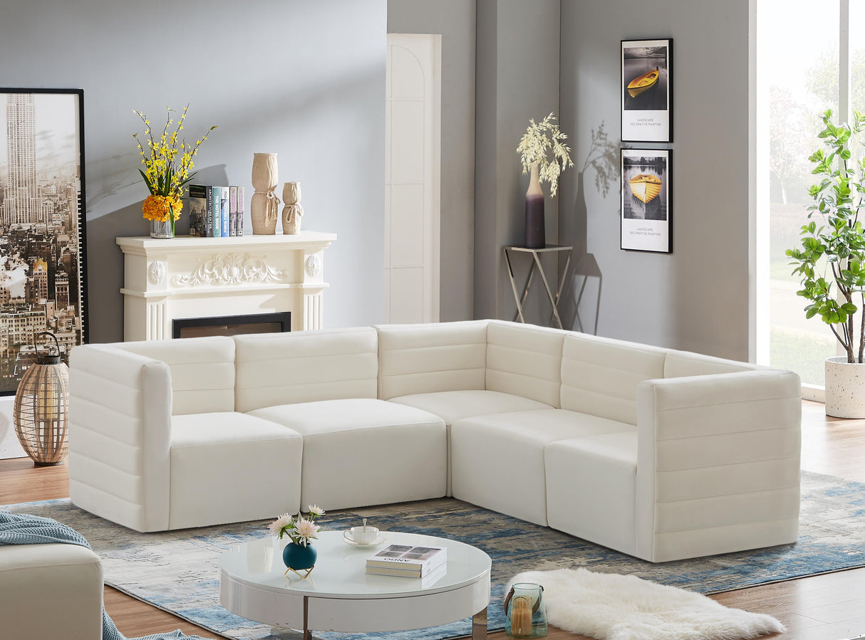 Quincy Cream Velvet Modular Sectional - galleria furniture outlet
