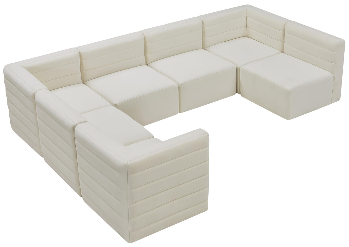 Quincy Cream Velvet Modular Sectional - galleria furniture outlet
