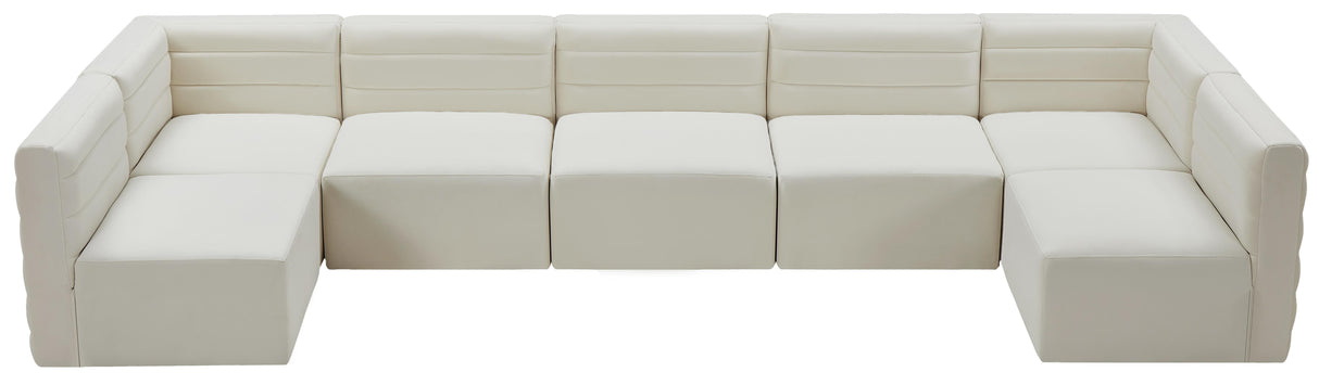 Quincy Cream Velvet Modular Sectional - galleria furniture outlet