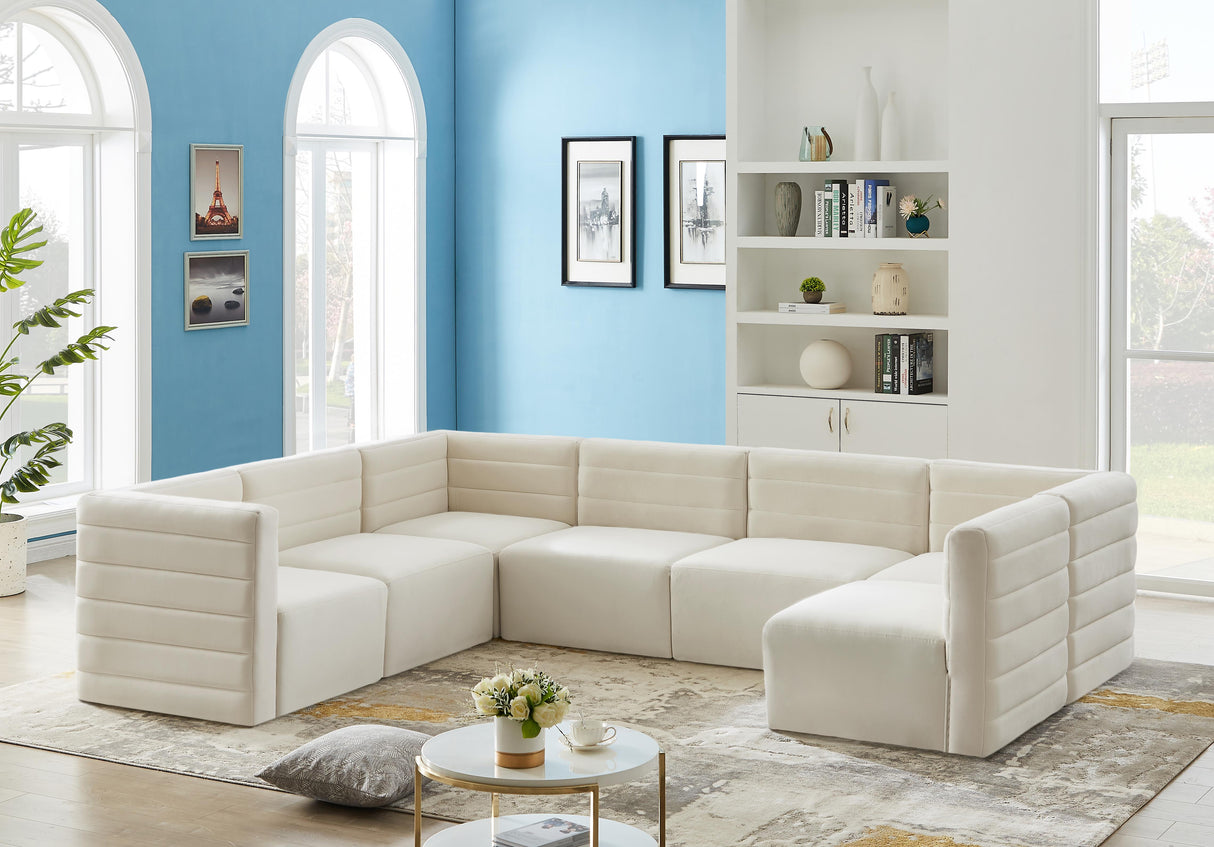 Quincy Cream Velvet Modular Sectional - galleria furniture outlet