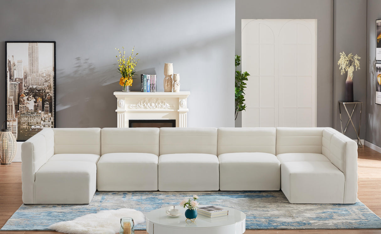 Quincy Cream Velvet Modular Sectional - galleria furniture outlet