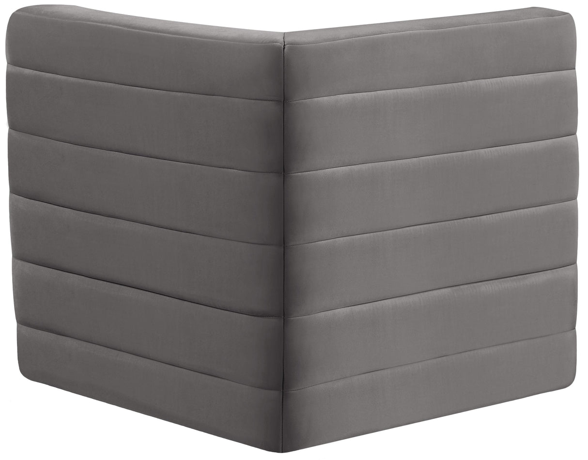 Quincy Grey Velvet Modular Corner Chair - galleria furniture outlet