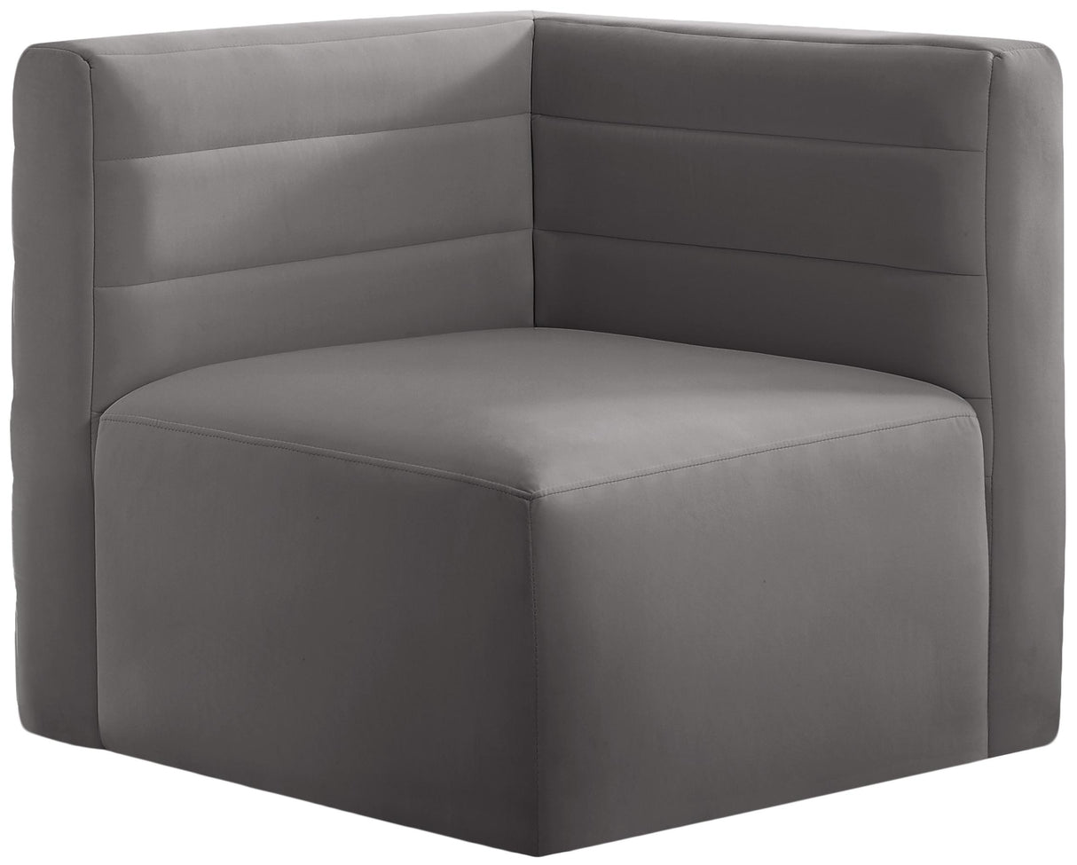 Quincy Grey Velvet Modular Corner Chair - galleria furniture outlet