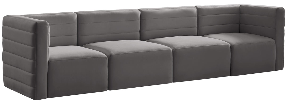 Quincy Grey Velvet Modular Sofa - galleria furniture outlet