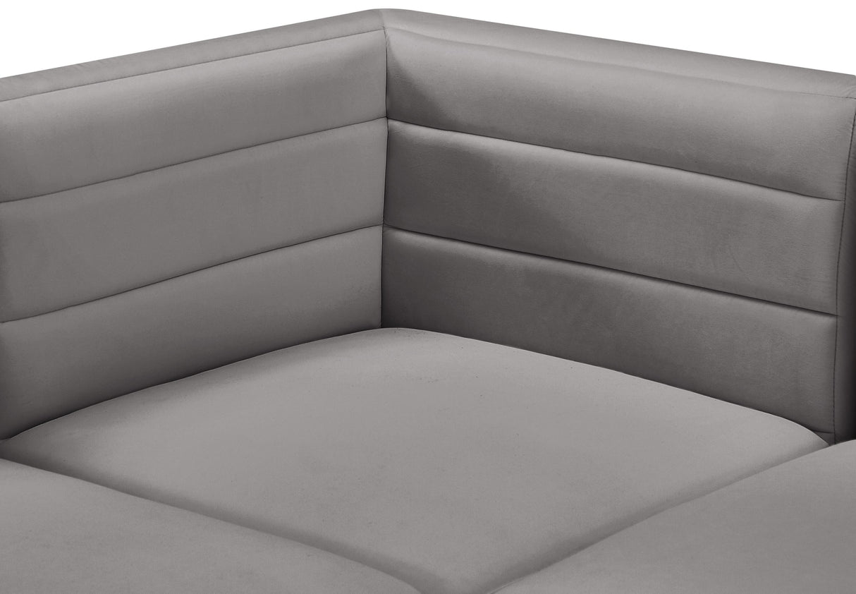 Quincy Grey Velvet Modular Corner Chair - galleria furniture outlet