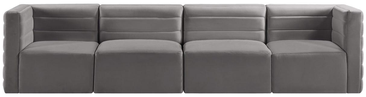 Quincy Grey Velvet Modular Sofa - galleria furniture outlet