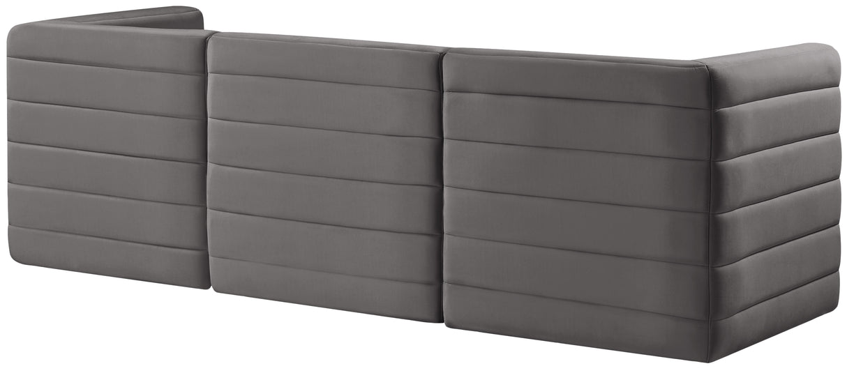 Quincy Grey Velvet Modular Sofa - galleria furniture outlet