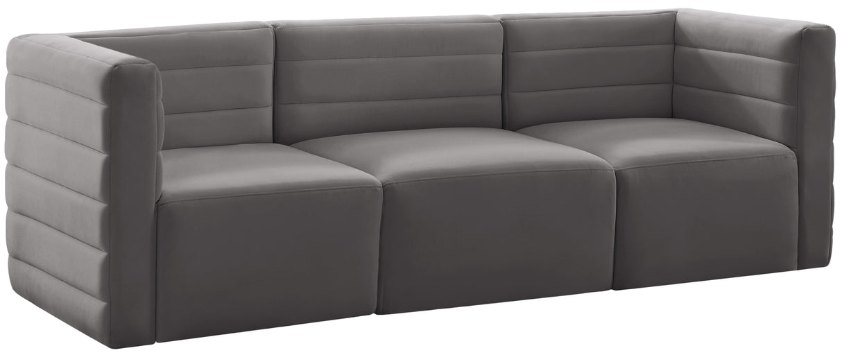 Quincy Grey Velvet Modular Sofa - galleria furniture outlet