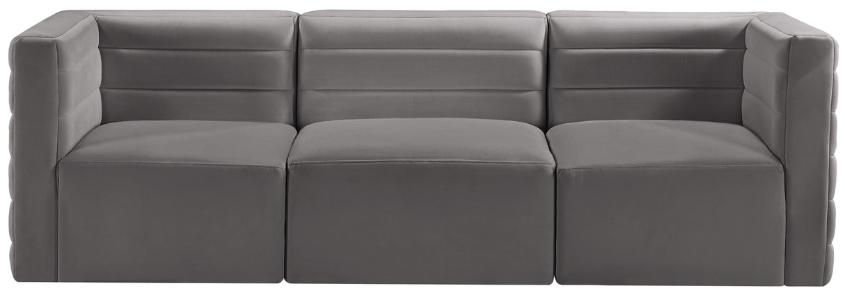 Quincy Grey Velvet Modular Sofa - galleria furniture outlet