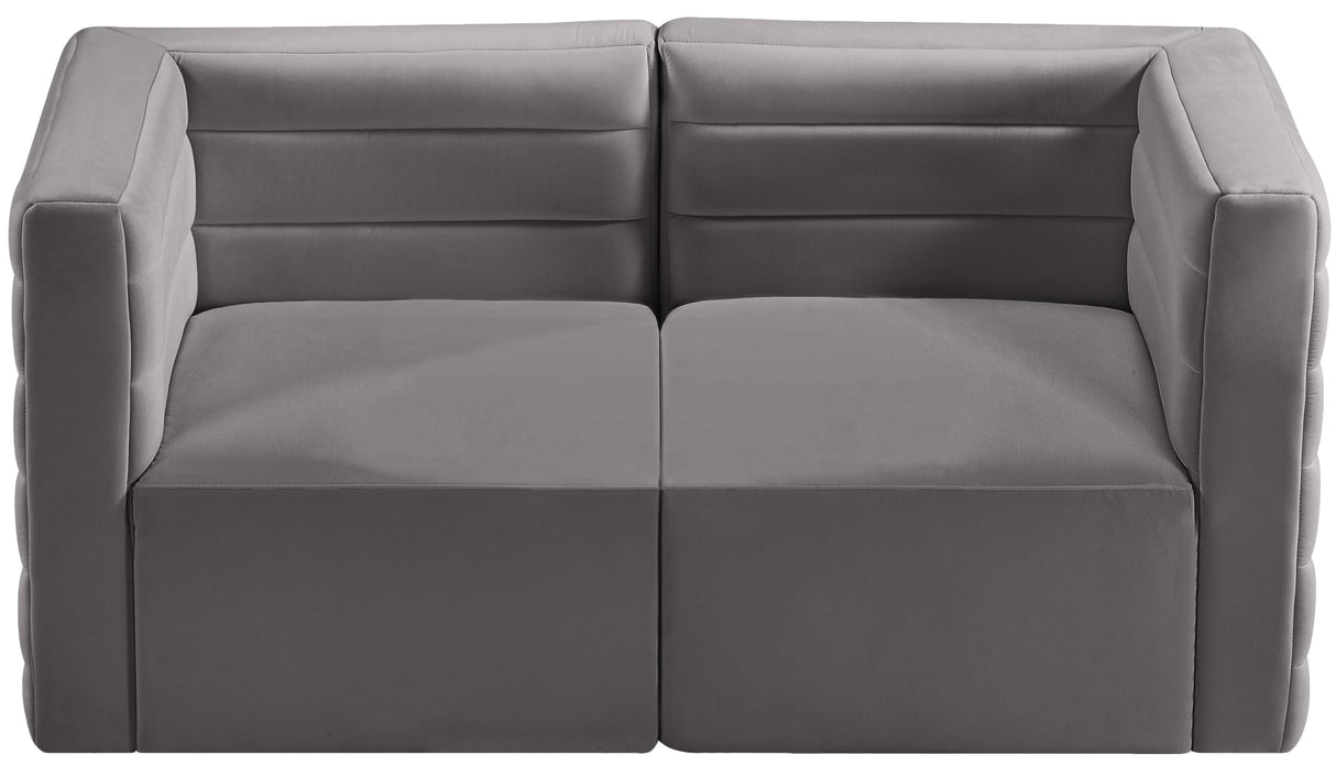 Quincy Grey Velvet Modular Sofa - galleria furniture outlet