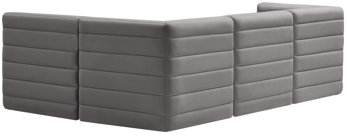 Quincy Grey Velvet Modular Sectional - galleria furniture outlet