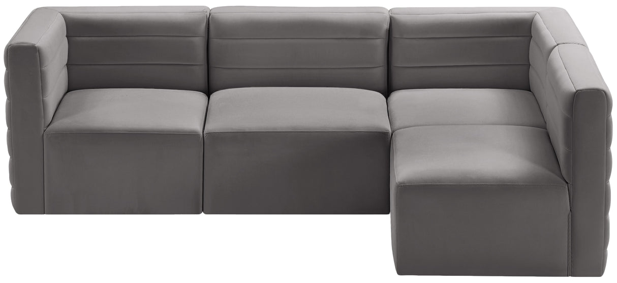 Quincy Grey Velvet Modular Sectional - galleria furniture outlet
