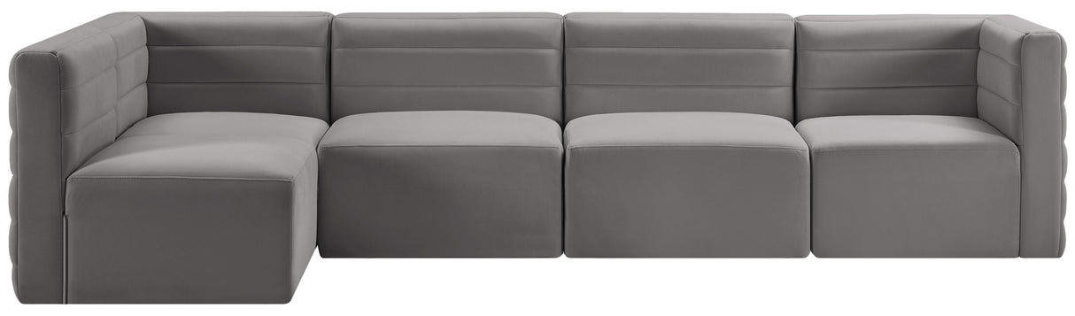 Quincy Grey Velvet Modular Sectional - galleria furniture outlet
