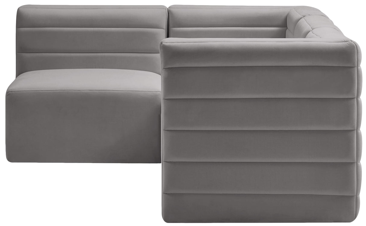 Quincy Grey Velvet Modular Sectional - galleria furniture outlet