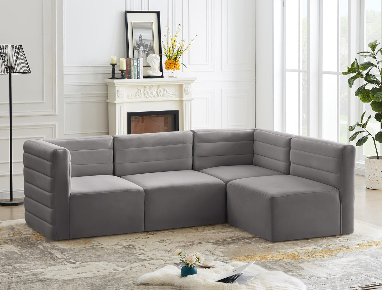 Quincy Grey Velvet Modular Sectional - galleria furniture outlet