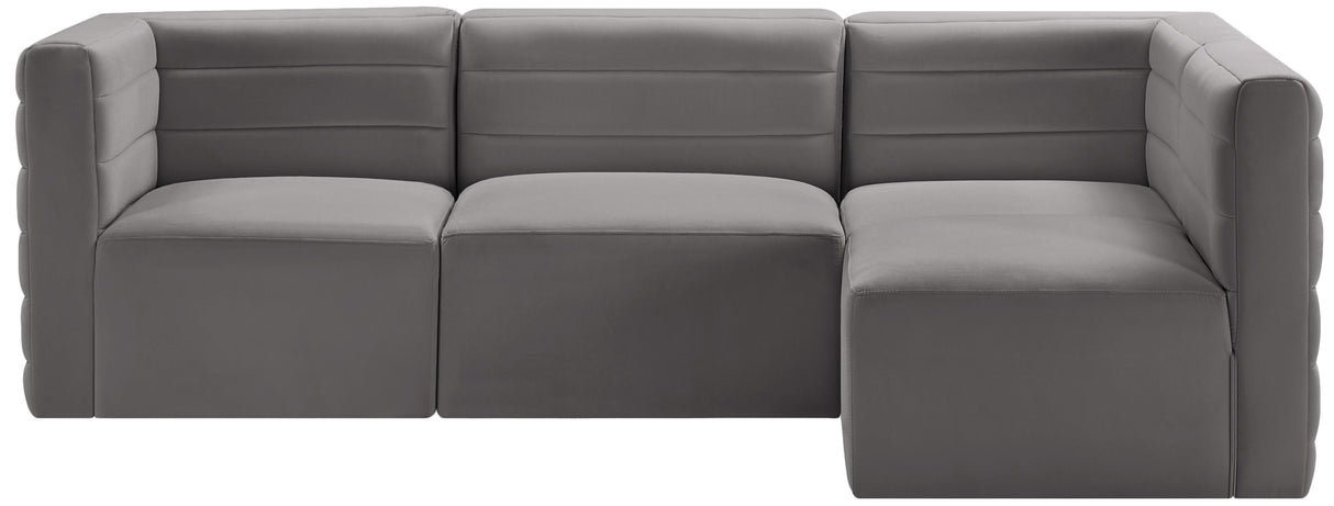 Quincy Grey Velvet Modular Sectional - galleria furniture outlet