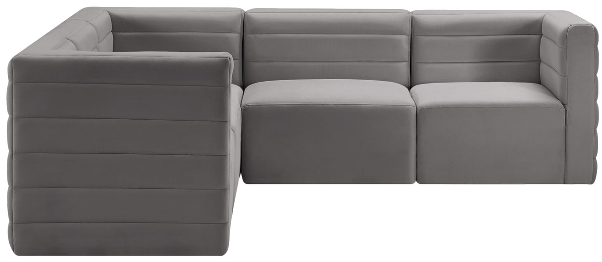 Quincy Grey Velvet Modular Sectional - galleria furniture outlet