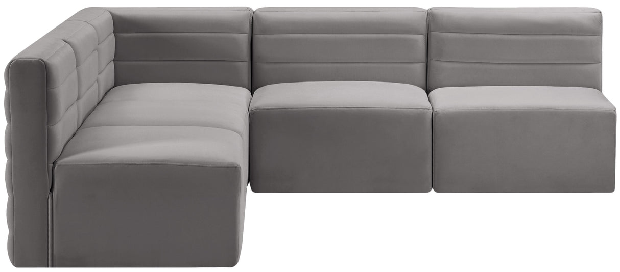 Quincy Grey Velvet Modular Sectional - galleria furniture outlet