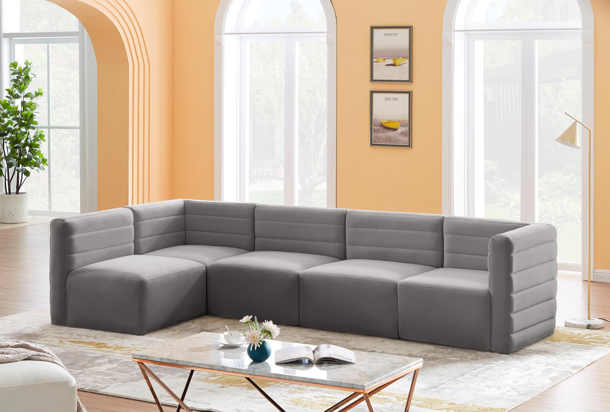 Quincy Grey Velvet Modular Sectional - galleria furniture outlet
