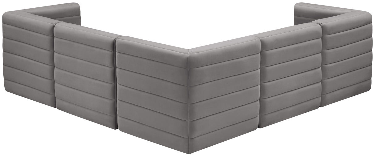 Quincy Grey Velvet Modular Sectional - galleria furniture outlet