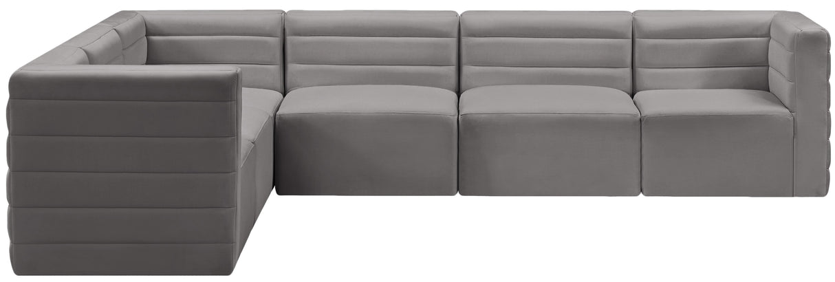 Quincy Grey Velvet Modular Sectional - galleria furniture outlet