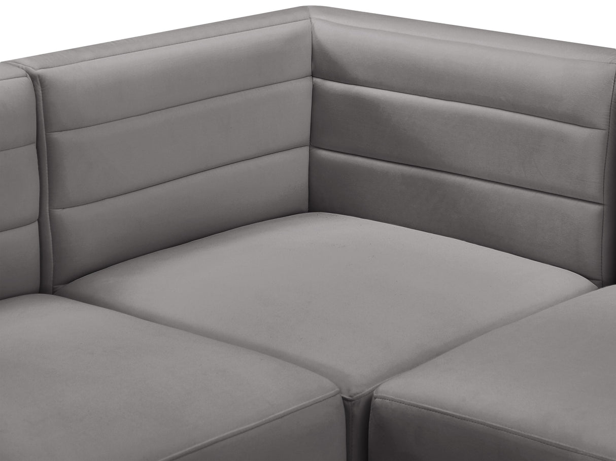 Quincy Grey Velvet Modular Sectional - galleria furniture outlet