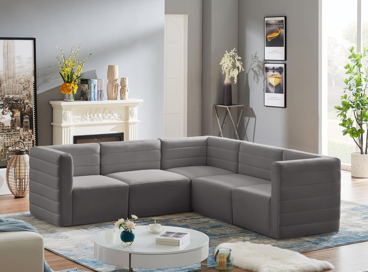 Quincy Grey Velvet Modular Sectional - galleria furniture outlet