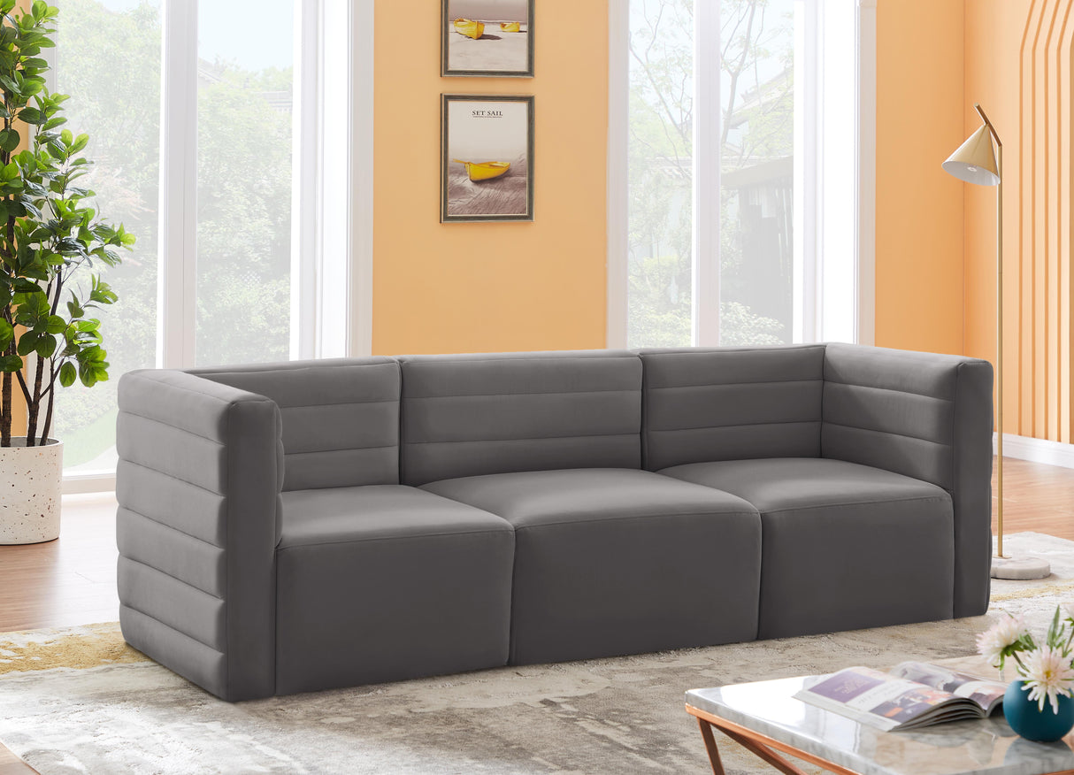 Quincy Grey Velvet Modular Sofa - galleria furniture outlet