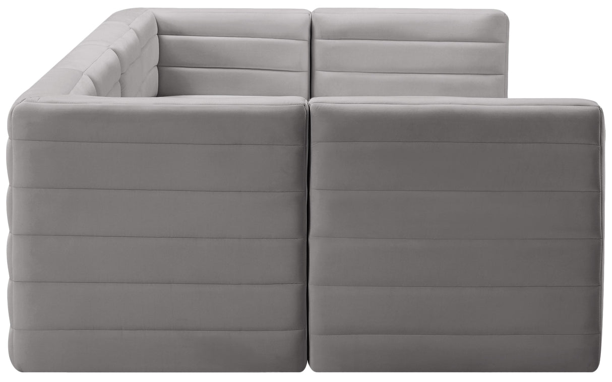 Quincy Grey Velvet Modular Sectional - galleria furniture outlet