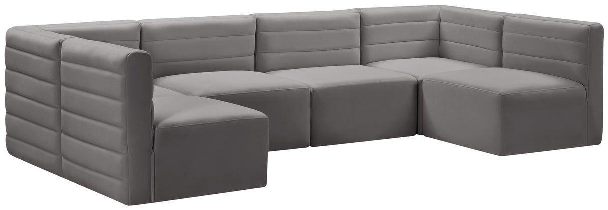 Quincy Grey Velvet Modular Sectional - galleria furniture outlet