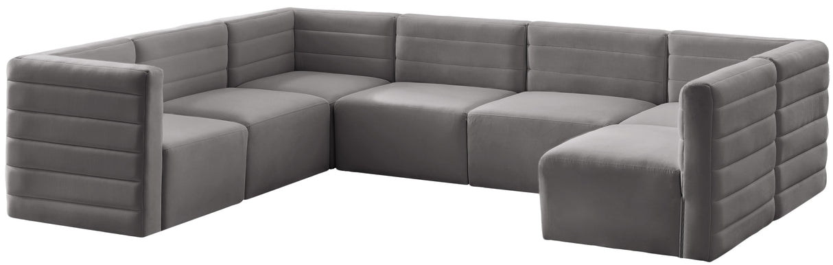 Quincy Grey Velvet Modular Sectional - galleria furniture outlet