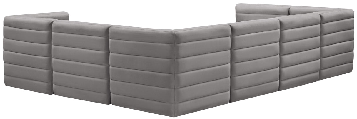 Quincy Grey Velvet Modular Sectional - galleria furniture outlet