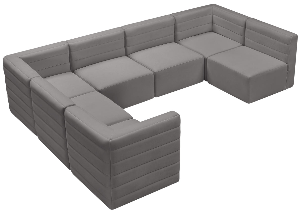 Quincy Grey Velvet Modular Sectional - galleria furniture outlet