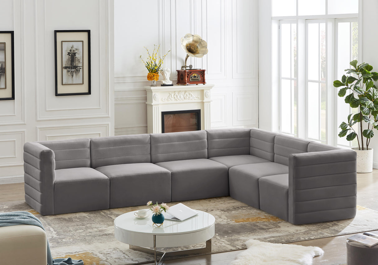 Quincy Grey Velvet Modular Sectional - galleria furniture outlet