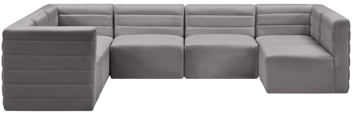 Quincy Grey Velvet Modular Sectional - galleria furniture outlet