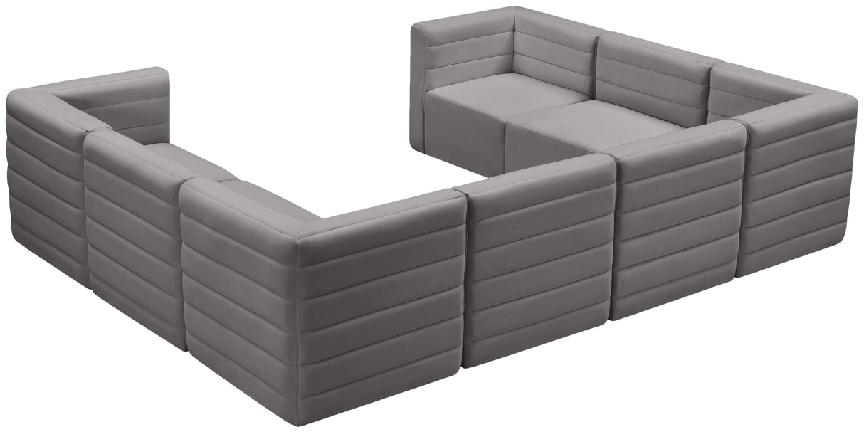 Quincy Grey Velvet Modular Sectional - galleria furniture outlet
