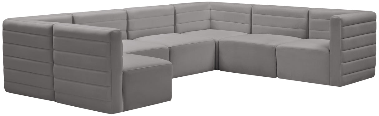 Quincy Grey Velvet Modular Sectional - galleria furniture outlet